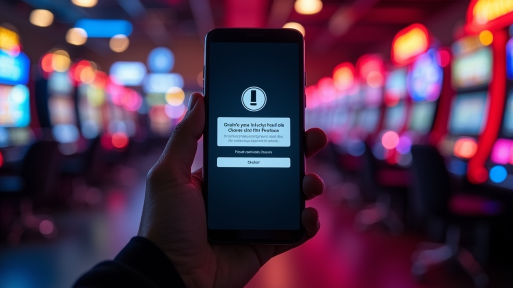 Smartphone showing Lucky Haul download and login error messages in a dark casino scene